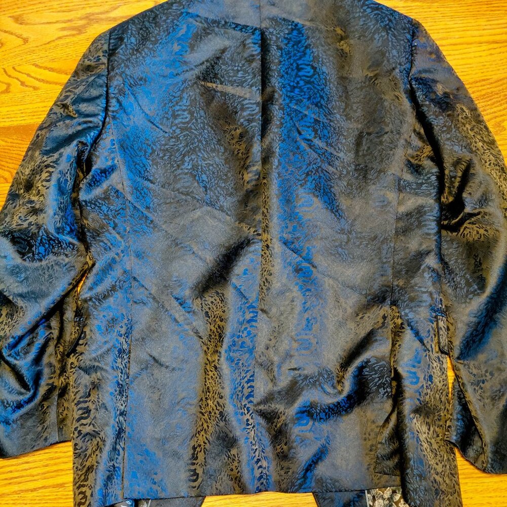Tallia Slim Fit Leopard Jacquard Blazer Iridescent Dragon Lining Statement Party - Picture 2 of 14